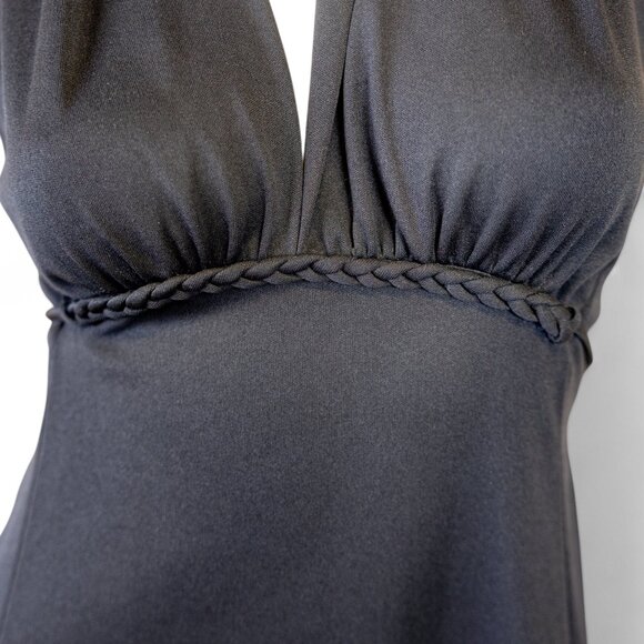 Vintage 1970s Black Halter Maxi Dress with Lace Back * Medium - Picture 7 of 14